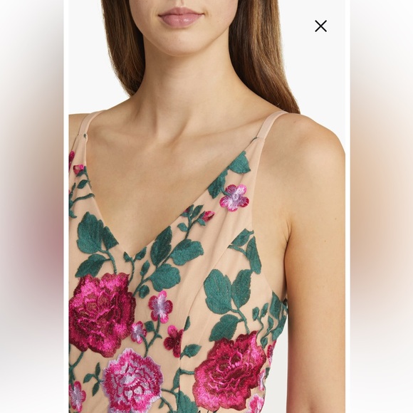 NWT Sam Edelman Rose Embroidery Sleeveless V Neck Midi Dress - Picture 11 of 16